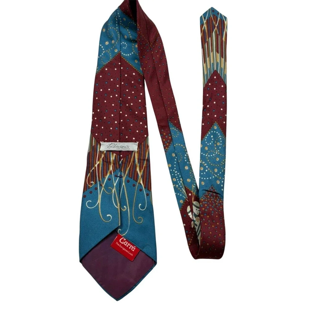 VTG 70s Berkley Cravats Carre Art Deco Tie 4.5
